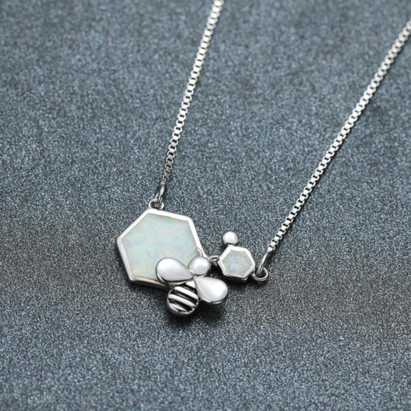 Luxury Female Blue Opal Pendant Necklace Charm Gold Silver Necklaces 5