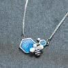 Luxury Female Blue Opal Pendant Necklace Charm Gold Silver Necklaces 11