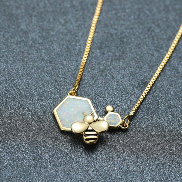 Luxury Female Blue Opal Pendant Necklace Charm Gold Silver Necklaces 4