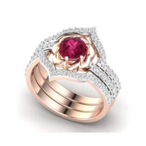 Hecheng Wish New European And American Fashion Ladies Ring Rose Gold Ruby Flower With Diamond Ring Rings Hecheng Wish New European And American Fashion Ladies Ring Rose Gold Ruby Flower With Diamond Ring Rings