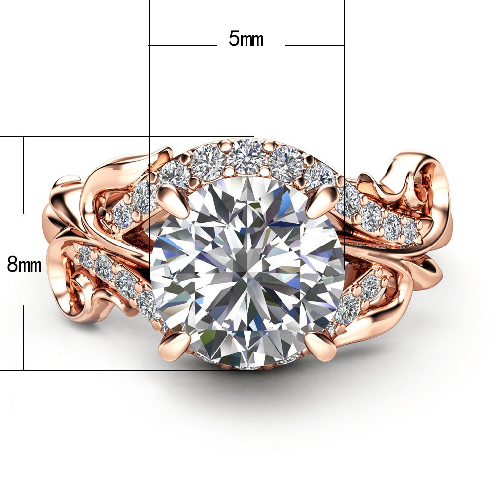 Beautiful Flower Design Bridal Jewelry Engagement Rings for Women Rose Gold Wedding Ring Rings 2