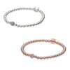 S925 Sterling Silver Rose Gold Diamond Bracelet Silver Bead Chain Bracelets 11