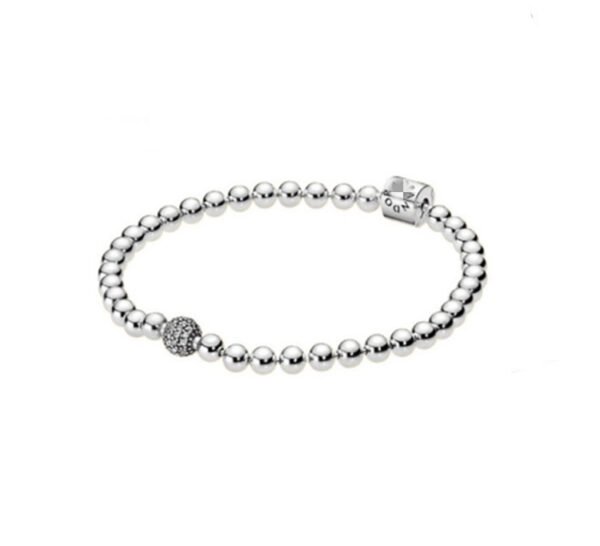 S925 Sterling Silver Rose Gold Diamond Bracelet Silver Bead Chain Bracelets 4