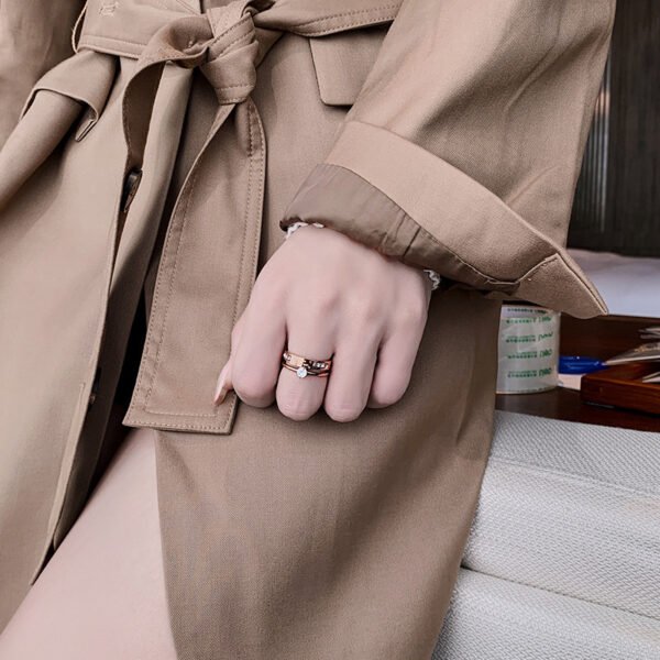 Titanium Steel Rose Gold Double Letter Rings Rings 4