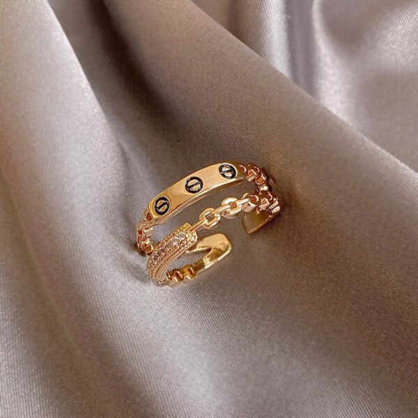 Titanium Steel Rose Gold Double Letter Rings Rings 6