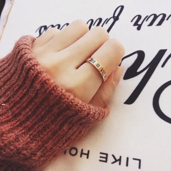 Titanium Steel Rose Gold Double Letter Rings Rings 7