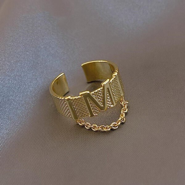 Titanium Steel Rose Gold Double Letter Rings Rings 8