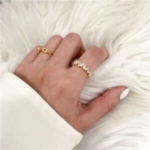 18K Gold Ring Female Ins Fashion Personality Net Red Index Finger Ring Light Luxury Ring Rings