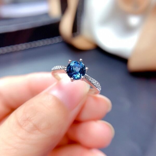 S925 Silver 18k Gold Plated Blue Topaz Ring Rings 3