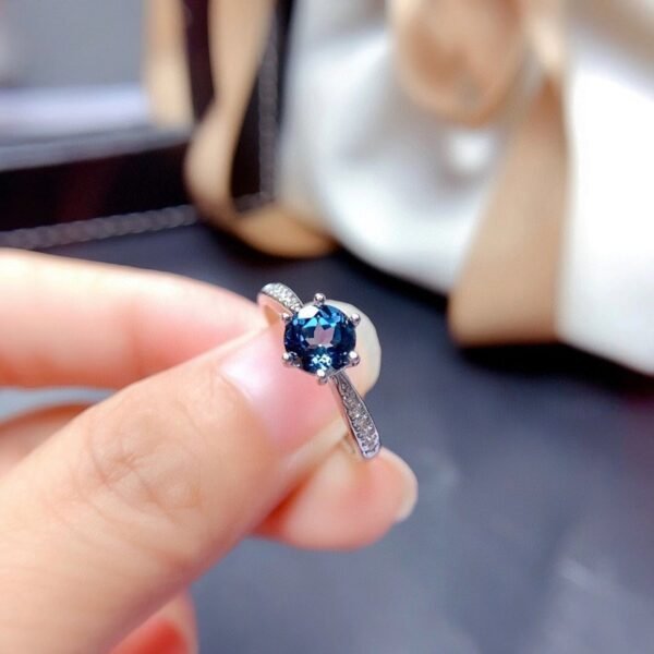 S925 Silver 18k Gold Plated Blue Topaz Ring Rings 6