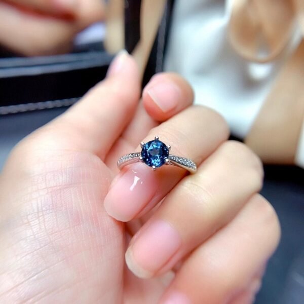 S925 Silver 18k Gold Plated Blue Topaz Ring Rings 5