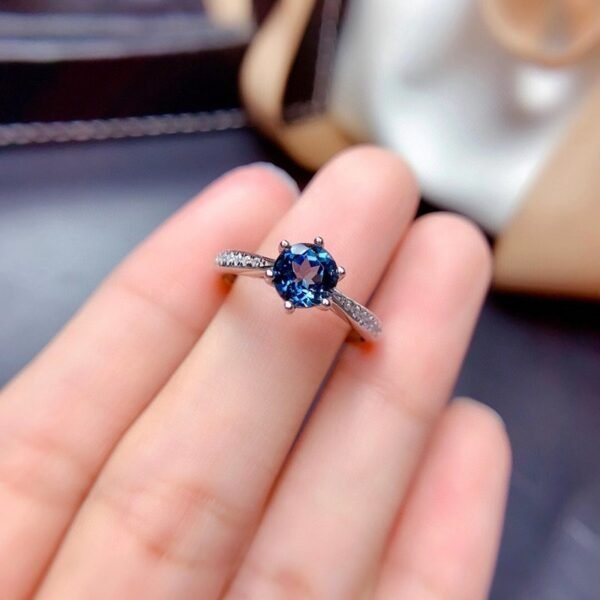 S925 Silver 18k Gold Plated Blue Topaz Ring Rings 7