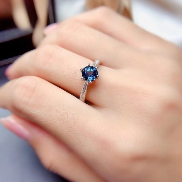 S925 Silver 18k Gold Plated Blue Topaz Ring Rings 8