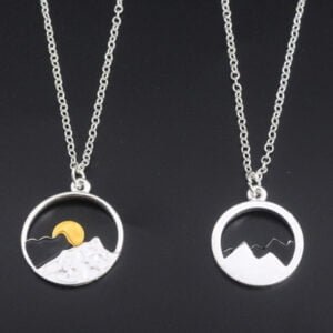 Wish card alloy necklace women men mountain peak sun gold color silver color pendant necklace engagement jewelry Necklaces