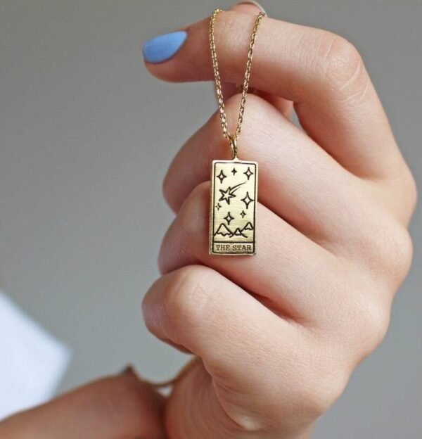 Square Tarot Cards Necklace For Women Gold Stainless Steel Moon Sun Couple Pendant Neck Chain Necklace Vintage Cute Jewelry Gift Necklaces 11