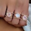 New Irregular Natural Moonstone Ring Plated 14k Rose Gold Micro-Inset Ring Rings 8 New Irregular Natural Moonstone Ring Plated 14k Rose Gold Micro-Inset Ring Rings 8