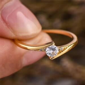 European And American Gold-plated Engagement Ring Women Rings