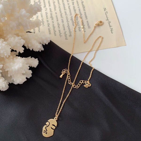 Multiple Abstract Face Metal Choker Necklace For Women Gold Color Chain Round Coin Geometric Pendant Necklace Party Jewelry Necklaces 6
