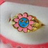 Brass Gold-plated Color-preserving Cute Smiley Ring Rings 12 Brass Gold-plated Color-preserving Cute Smiley Ring Rings 12
