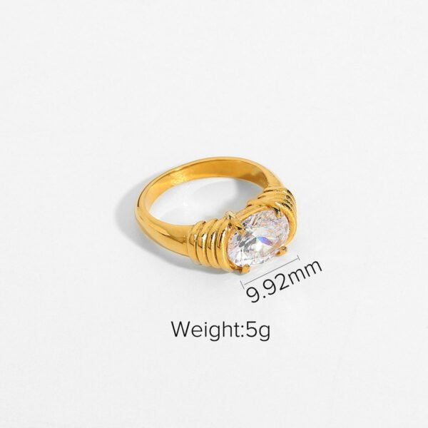18K Gold-plated 316L Stainless Steel Jewelry Ring Wedding White Zircon Ring Rings 4