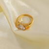 18K Gold-plated 316L Stainless Steel Jewelry Ring Wedding White Zircon Ring Rings 8