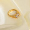 18K Gold-plated 316L Stainless Steel Jewelry Ring Wedding White Zircon Ring Rings 10