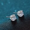 S925 Sterling Silver Four Prong Moissan Diamond Earrings Earrings 9