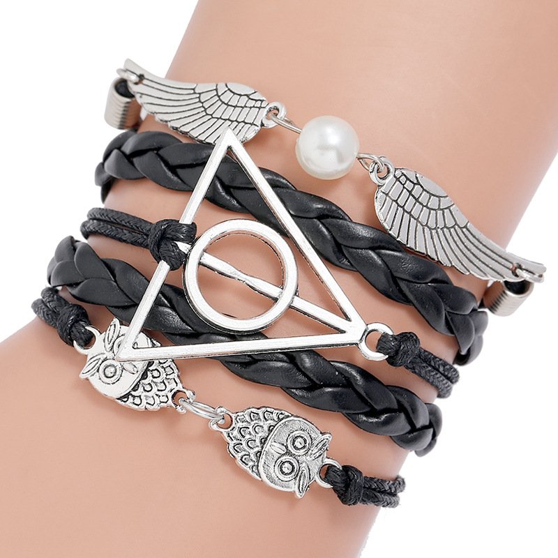 Angel Wings Hand Woven Pu Leather Cord Bracelet Bracelets 2