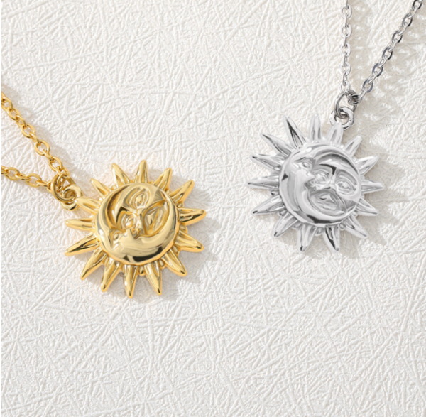 Sun Pendant Necklace Women Gold Plated 18K Necklaces 7
