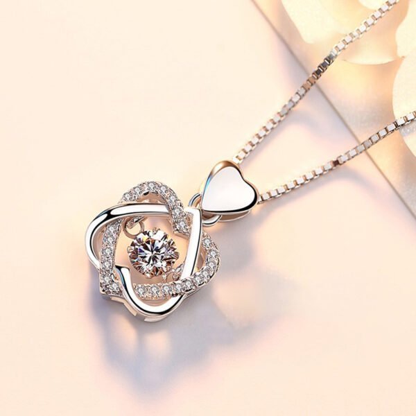 Heart Necklace Female 925 Silver Plated Rose Gold Pendant Necklaces 4