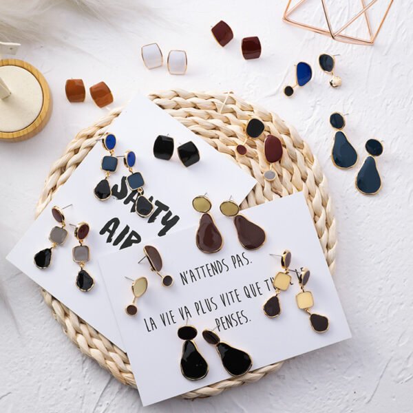 Drop Glaze Geometric Earrings Irregular Round Square Drop Earrings Earrings 3