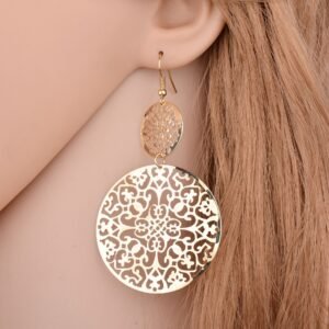 Womens Round Hollow Earrings Gold Filled Dangle Earrings Drop Earing Jewelry Earrings