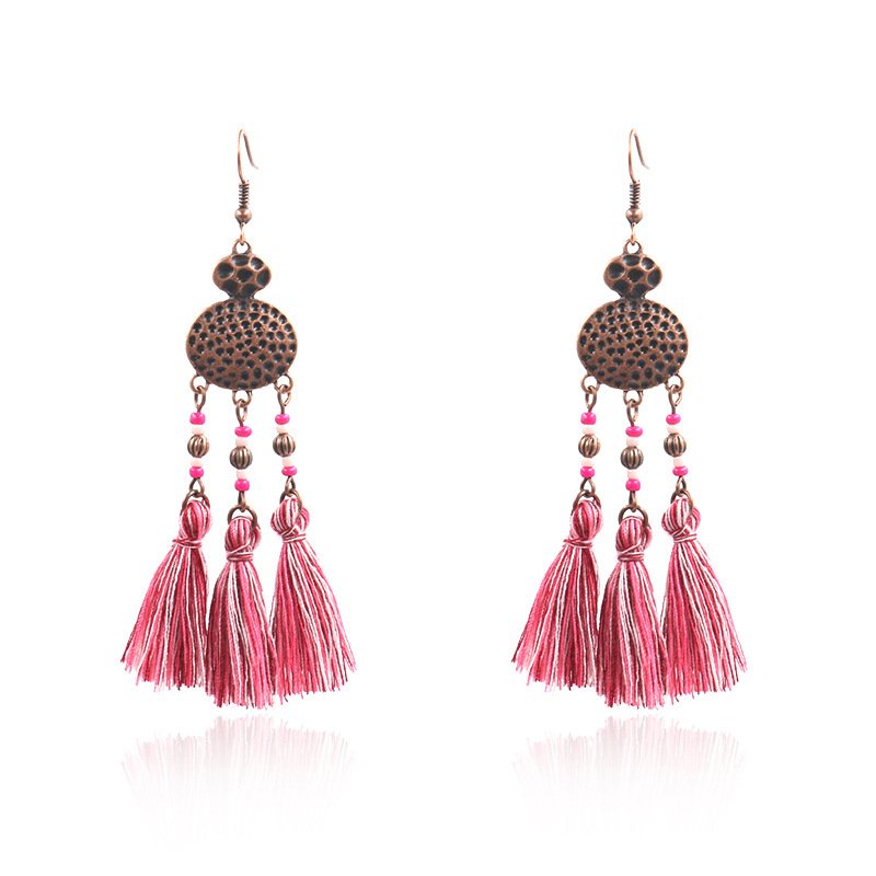 Woven silk original geometric earrings tassel fan earrings Earrings 2