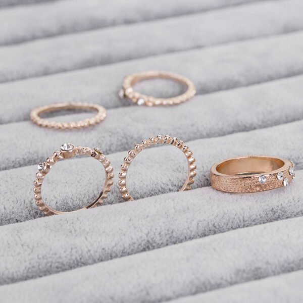 European And American Jewelry Rose Gold Stackable Diamonds Set Of Five Sets Of Rings BohemiaJ Rings 4