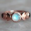 Moon Round Rose Gold Moonstone Ring Rings 8