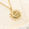 Sun Pendant Necklace Women Gold Plated 18K Necklaces 16
