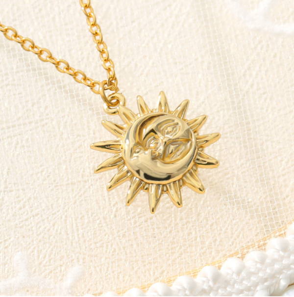 Sun Pendant Necklace Women Gold Plated 18K Necklaces 8
