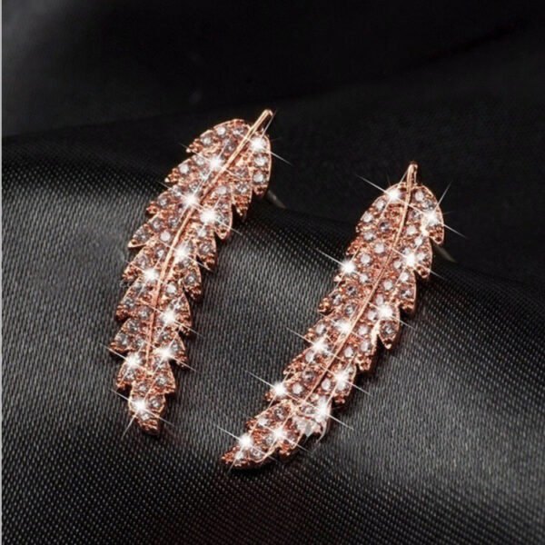 Zircon gold and silver leaf earrings Korean fashion ladies Earrings 5