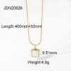 14K Gold Plated Stainless Steel Necklace Square White Jade Pendant Women’s Jewelry Necklaces 20