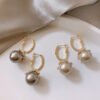 Feminine Celebrity High-end Zircon Pearl Ear Buckle Earrings 18