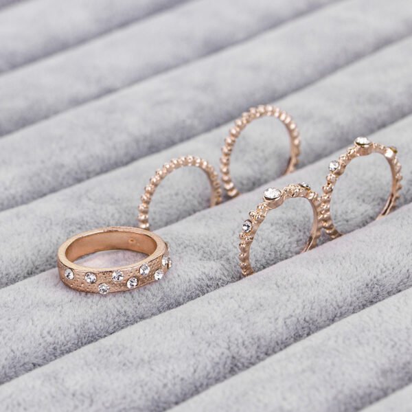 European And American Jewelry Rose Gold Stackable Diamonds Set Of Five Sets Of Rings BohemiaJ Rings 5
