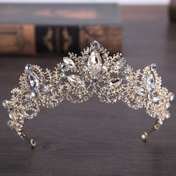 New Fashion Baroque Luxury Crystal AB Bridal Crown Tiara Light Gold Tiara Tiaras for Women Bride Hair Wedding Accessories Accessories 11