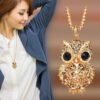 Owl full diamond alloy pendant long sweater necklace Necklaces 6