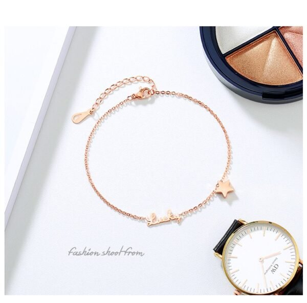 Rose Gold Color Anklet Lucky Star Chain for Woman Jewelry 316 L Titanium Steel Valentine Gift Never Fade Top Quality Accessories 9