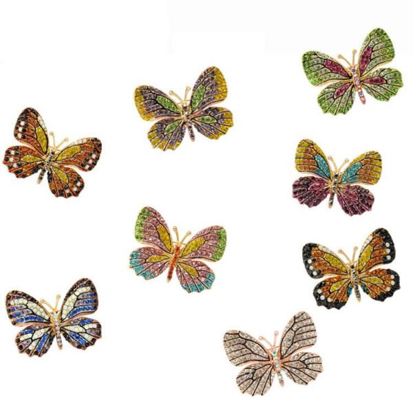 High Quality Fashionable Rhinestone Butterfly Brooch Pin Gold Colors Women Dress Wedding Bridal Brooch Pin Accessories 4