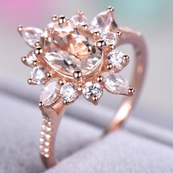Flower Rings With Unique Snowflake Design Rose Gold Color Cubic Zirconia Jewelry Fashion Party Women Finger Ring Christmas 6