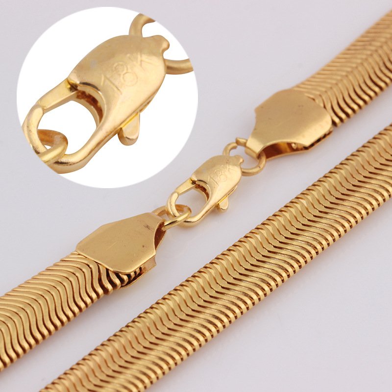 18K Gold Snake Bone Copper Chain Necklaces 2