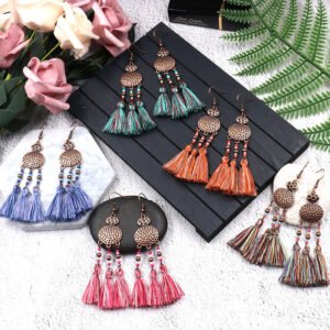 Woven silk original geometric earrings tassel fan earrings Earrings