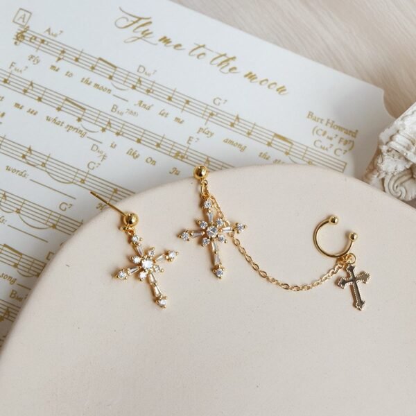Baroque cross ear bone clip earrings Earrings 4