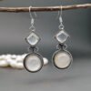 European and American creative Thai silver moonstone long earrings ear hooks Earrings 8